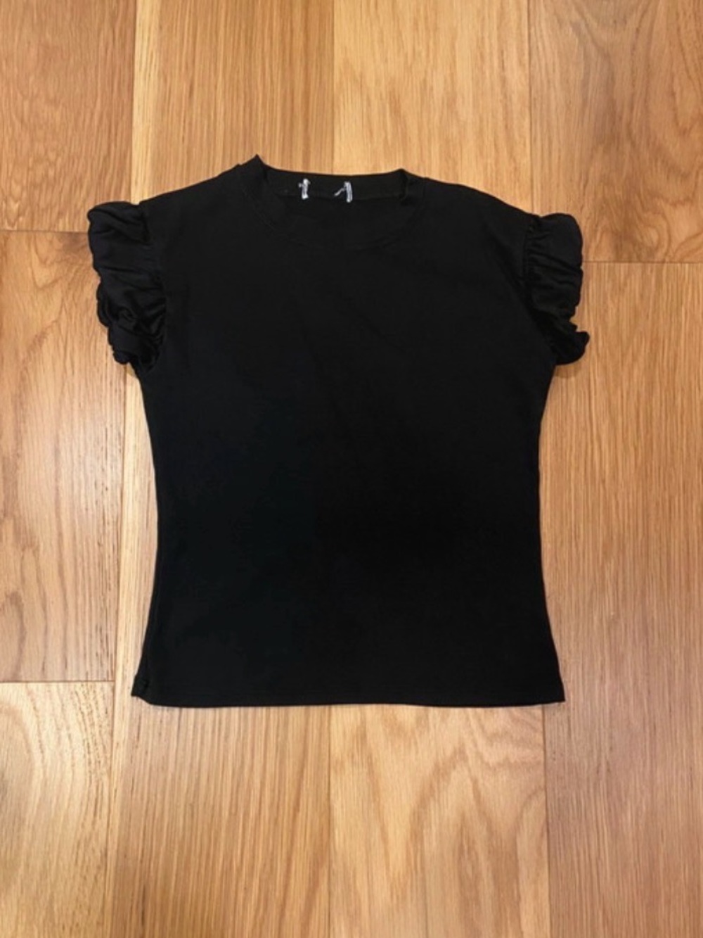 Black Ruffle Sleeve Women's Top